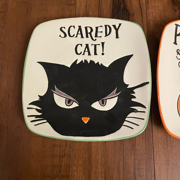 Eli + Ana set 2 pumpkin spice and everything Nice scaredy cat salad plates - Picture 2 of 3